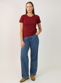 T-shirt Feminina Algodão com Elastano Nina - Vinho