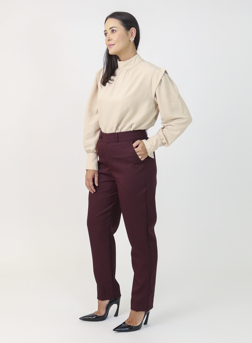 Calça Alfaiataria Feminina Eliana Vinho