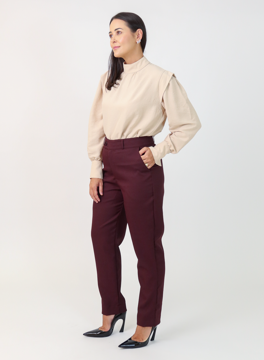 Calça Alfaiataria Feminina Eliana Vinho
