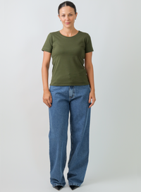 T-shirt Feminina Algodão com Elastano Nina - Verde