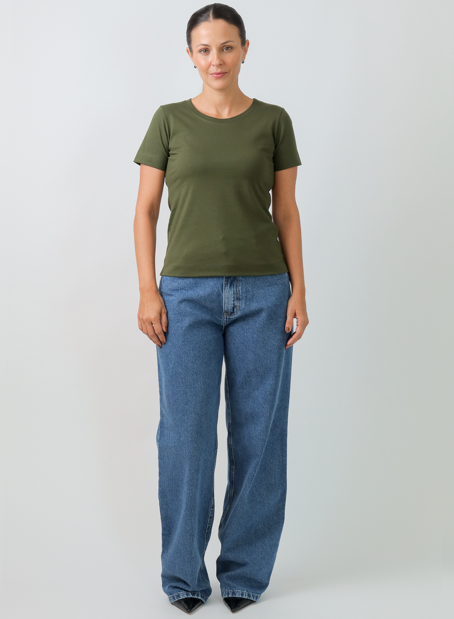 T-shirt Feminina Algodão com Elastano Nina - Verde