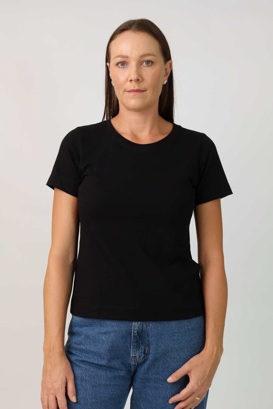 T-shirt Feminina Algodão com Elastano Nina - Preto