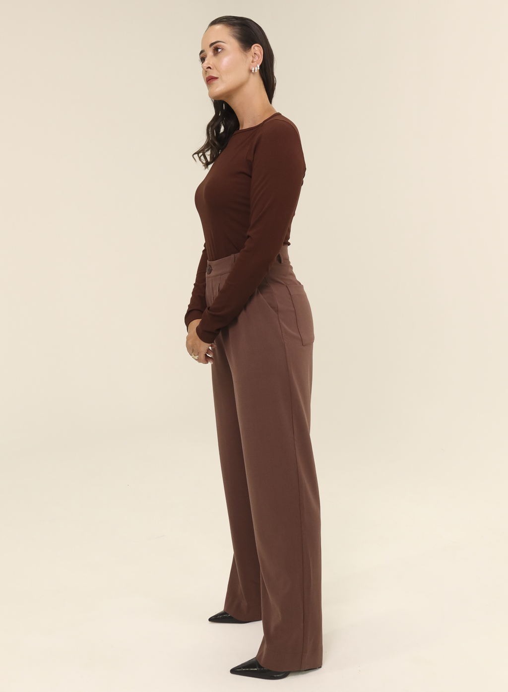 Calça Alfaiataria Feminina Luma - Marrom