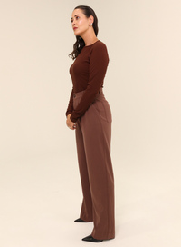 Calça Alfaiataria Feminina Luma - Marrom
