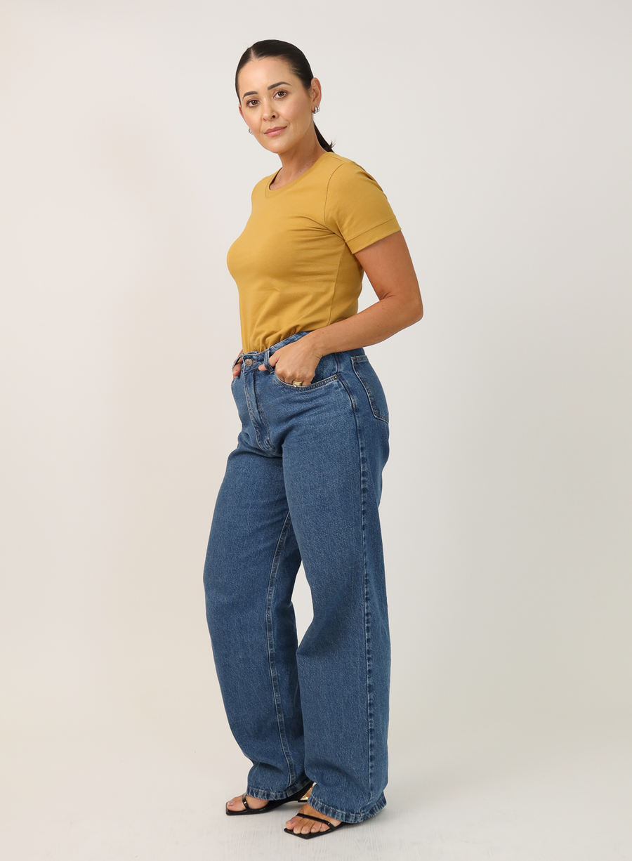 T-shirt Feminina Algodão com Elastano Nina - Caramelo