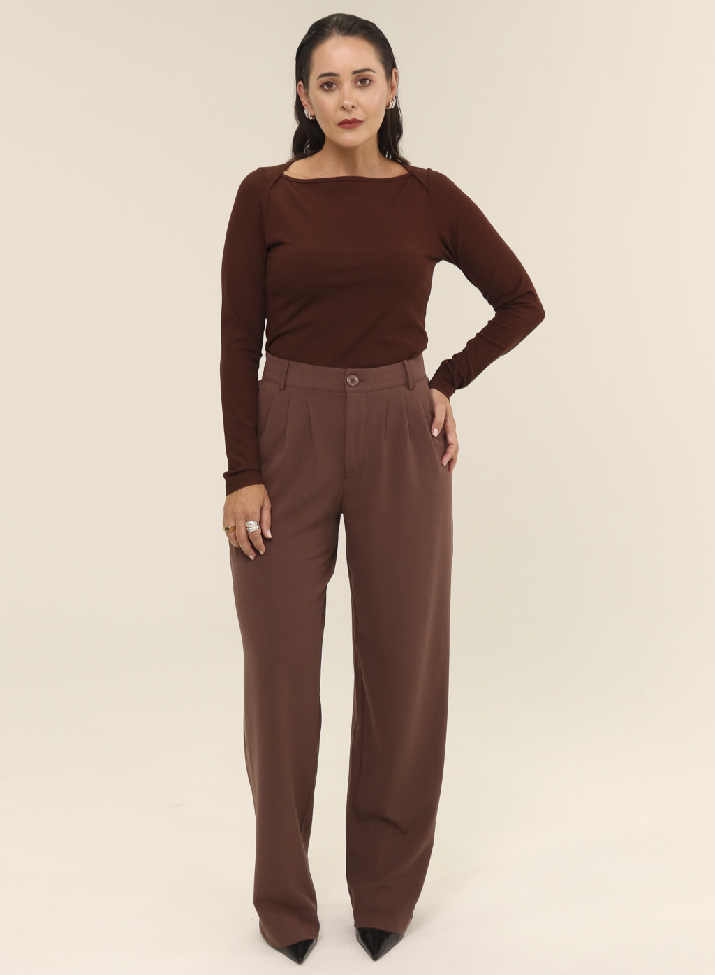 Calça Alfaiataria Feminina Luma - Marrom