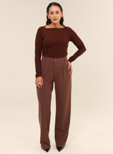 Calça Alfaiataria Feminina Luma - Marrom