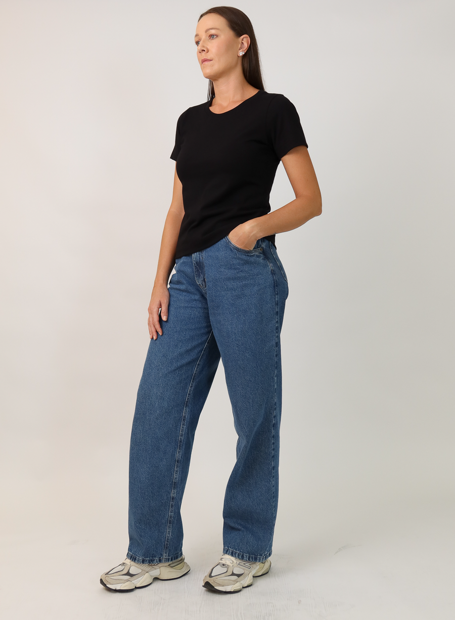 T-shirt Feminina Algodão com Elastano Nina - Preto