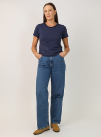 T-shirt Feminina Algodão com Elastano Nina - Marinho