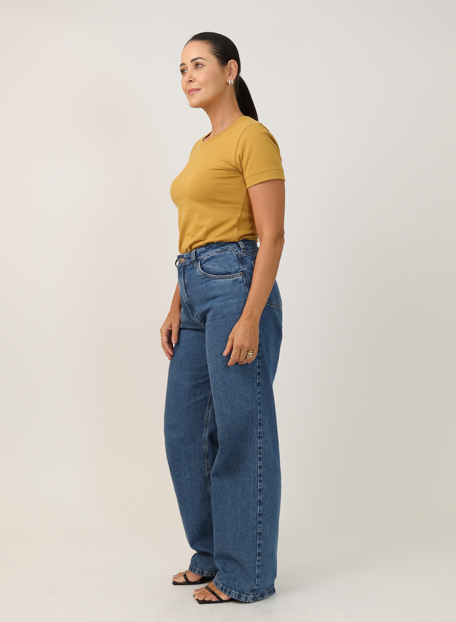 T-shirt Feminina Algodão com Elastano Nina - Caramelo