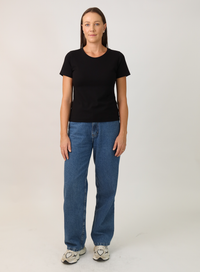 T-shirt Feminina Algodão com Elastano Nina - Preto