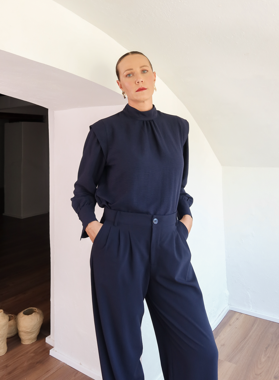 Calça Alfaiataria Feminina Luma - Marinho