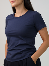 T-shirt Feminina Algodão com Elastano Nina - Marinho