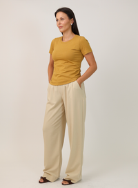 T-shirt Feminina Algodão com Elastano Nina - Caramelo