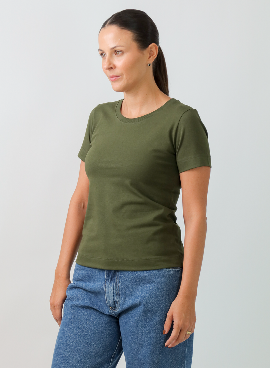 T-shirt Feminina Algodão com Elastano Nina - Verde