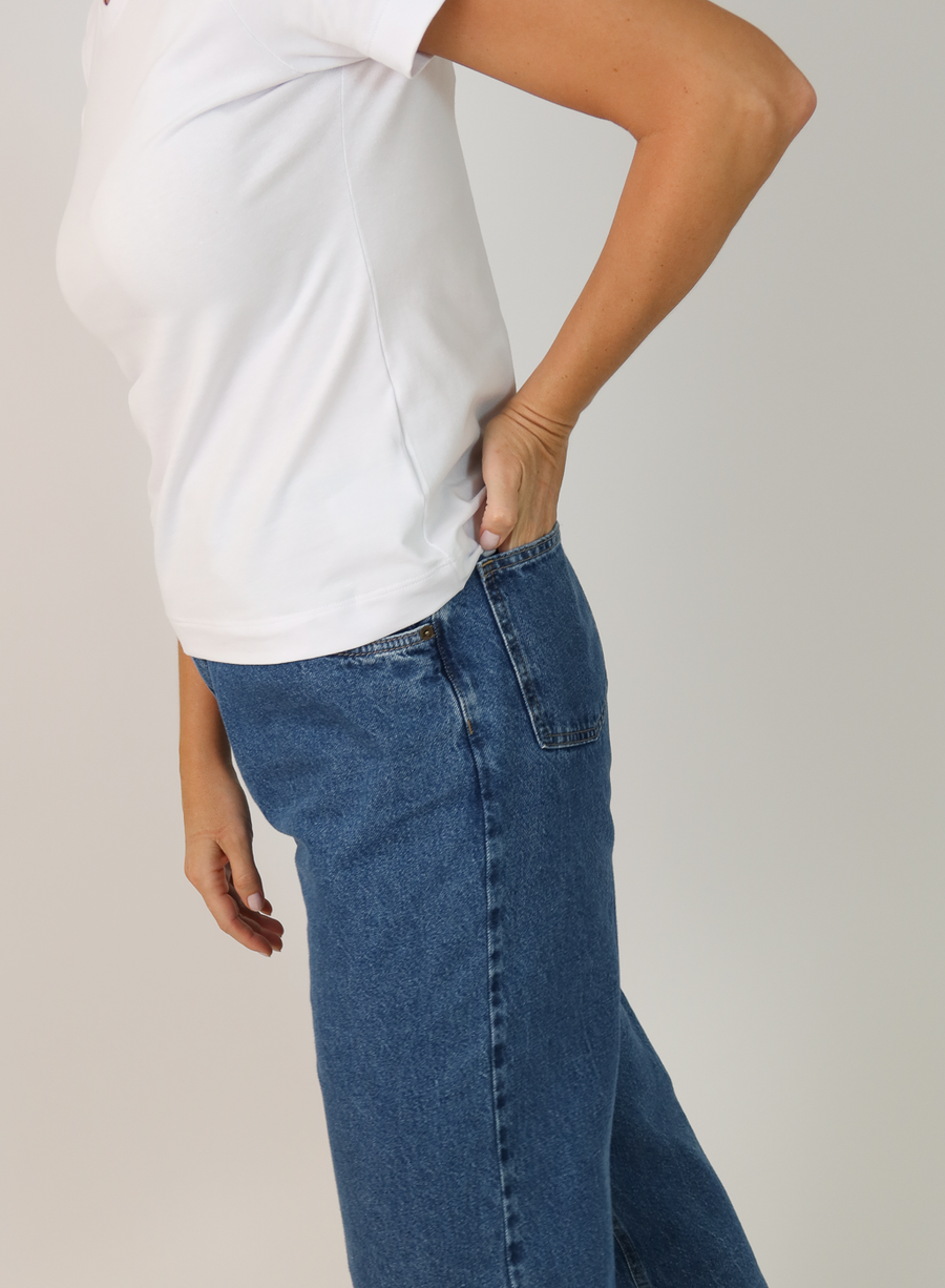 T-shirt Feminina Algodão com Elastano Nina - Branco