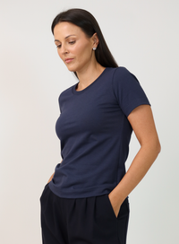T-shirt Feminina Algodão com Elastano Nina - Marinho