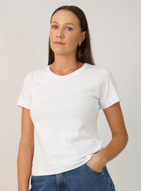 T-shirt Feminina Algodão com Elastano Nina - Branco