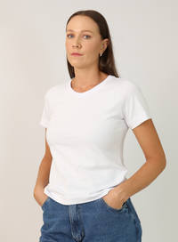 T-shirt Feminina Algodão com Elastano Nina - Branco