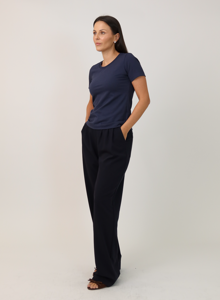 T-shirt Feminina Algodão com Elastano Nina - Marinho