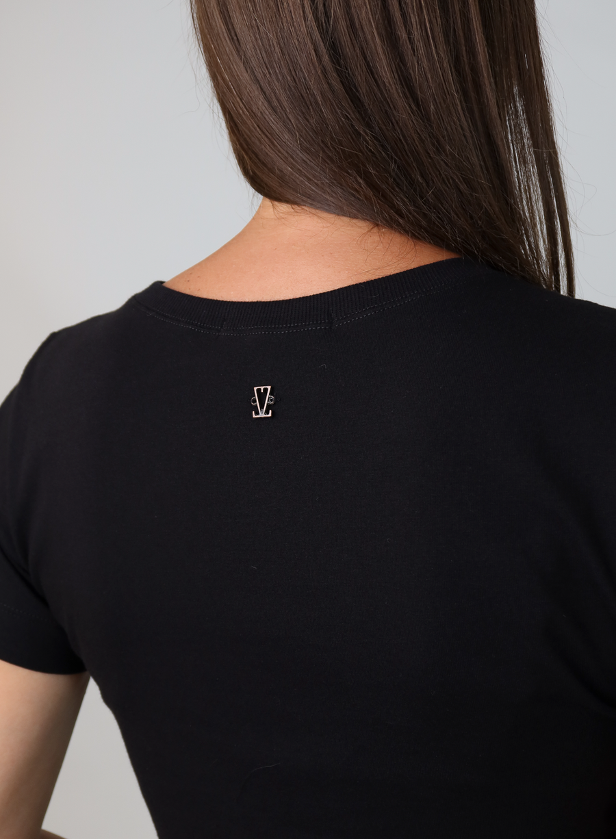 T-shirt Feminina Algodão com Elastano Nina - Preto