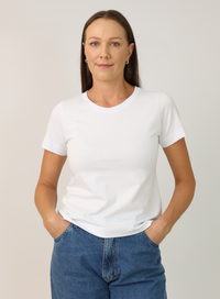 T-shirt Feminina Algodão com Elastano Nina - Branco