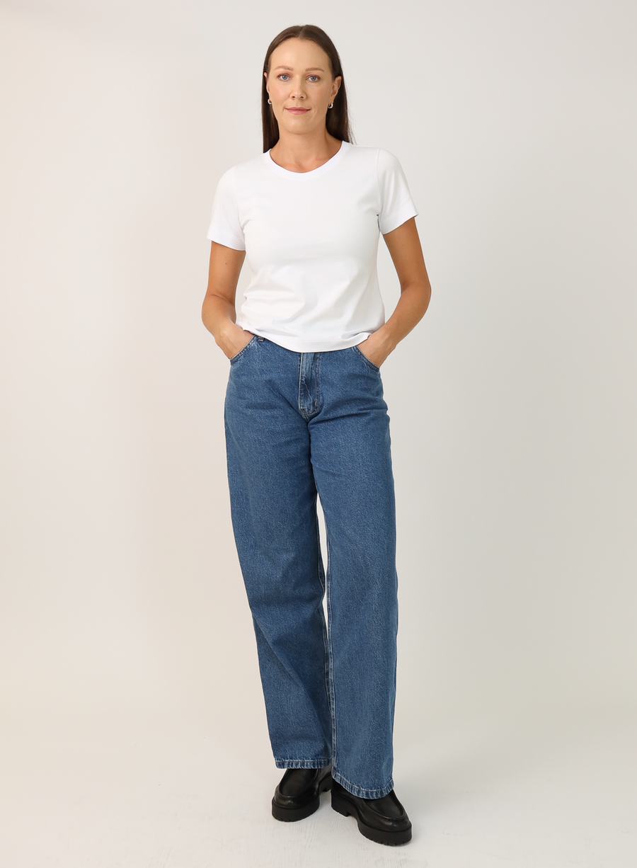 T-shirt Feminina Algodão com Elastano Nina - Branco