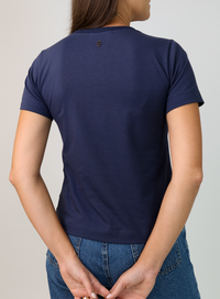 T-shirt Feminina Algodão com Elastano Nina - Marinho