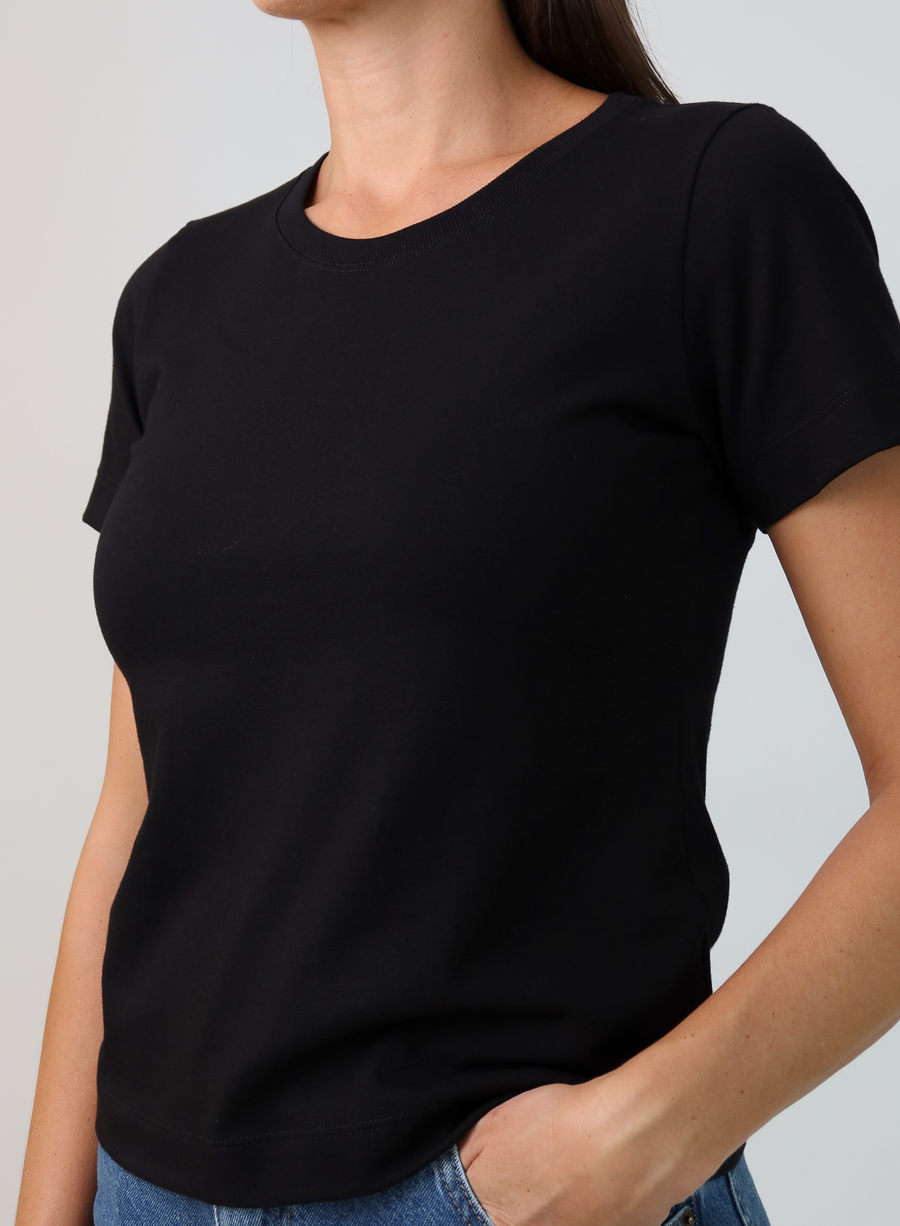 T-shirt Feminina Algodão com Elastano Nina - Preto