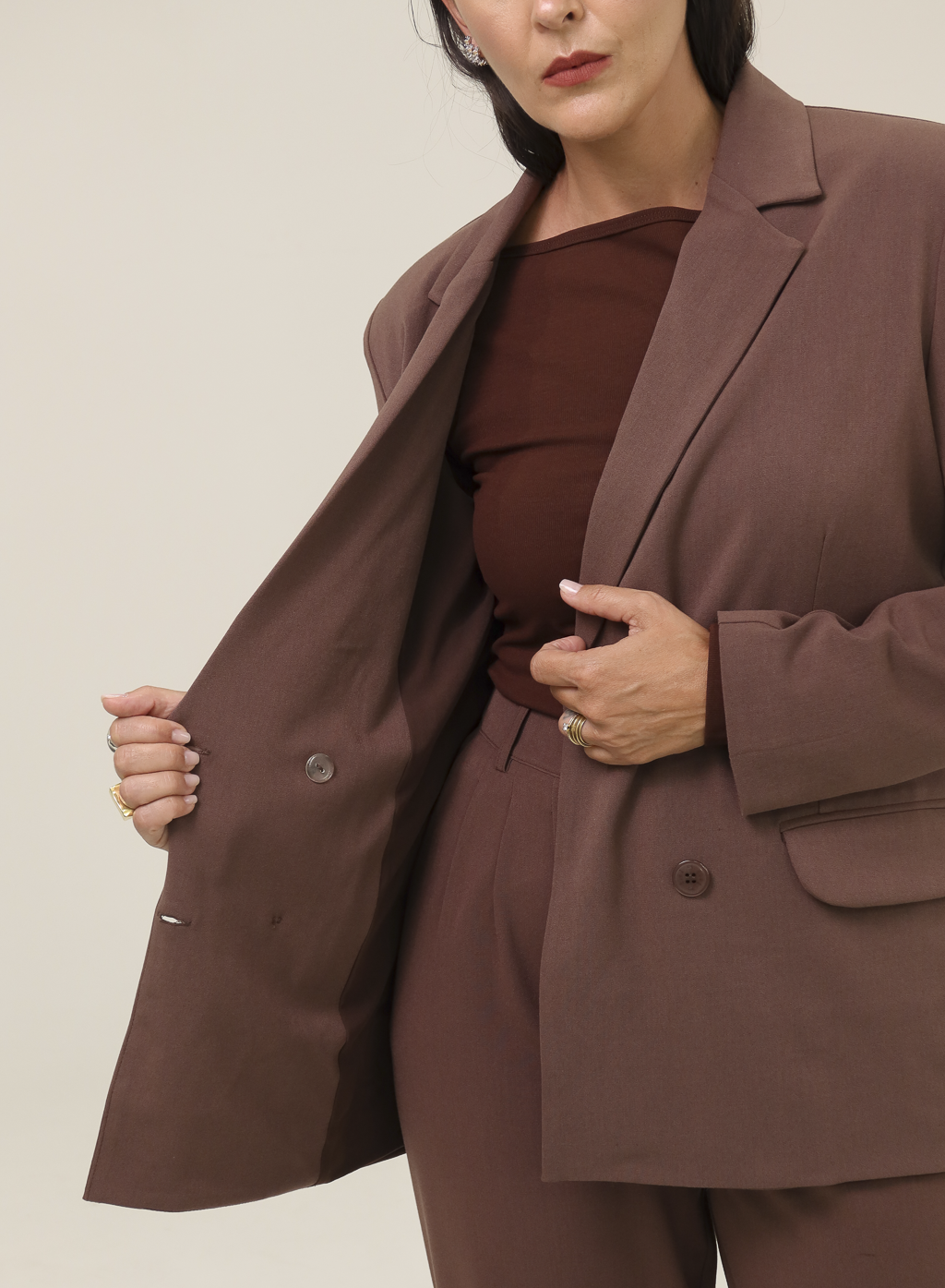 Blazer Feminino Transpassado Luma Marrom