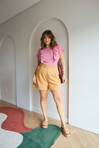 Blusa com Recortes e Babados Estela Rosa