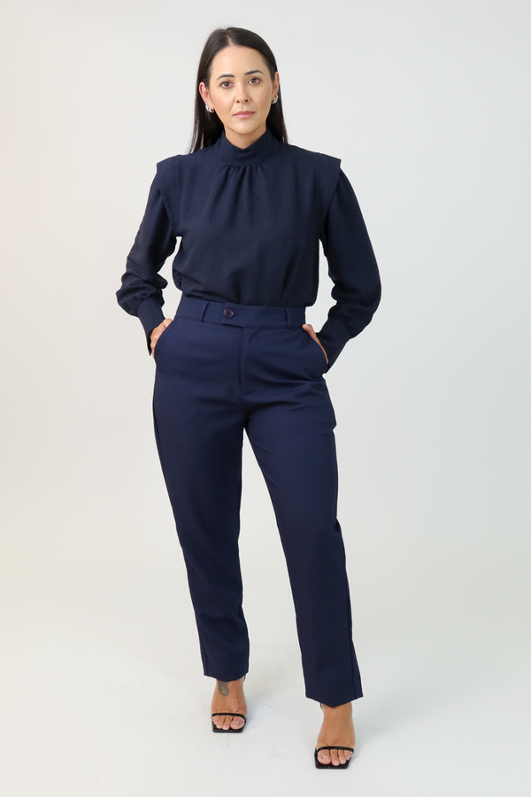 Calça Alfaiataria Feminina Marinho Eliana